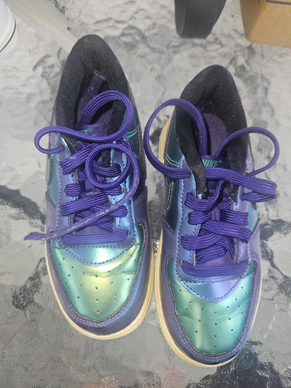 Nike Kids Iridescent Teal and Purple Sneakers